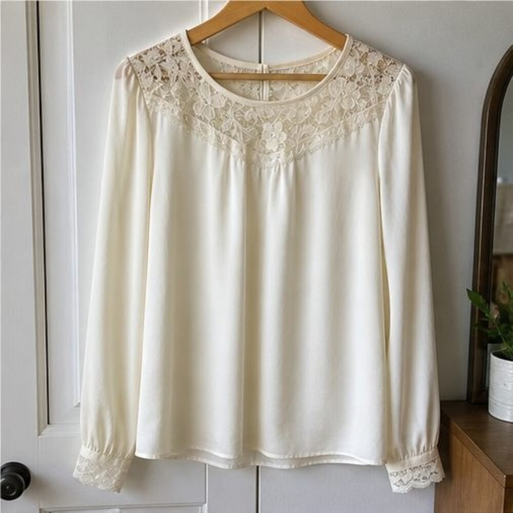 Cream Lace Trim Top